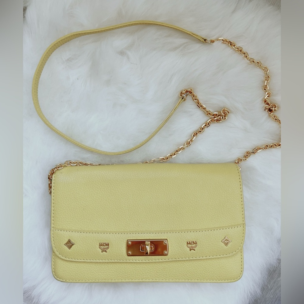 MCM yellow crossbody mini bag with cardholder slots WOC